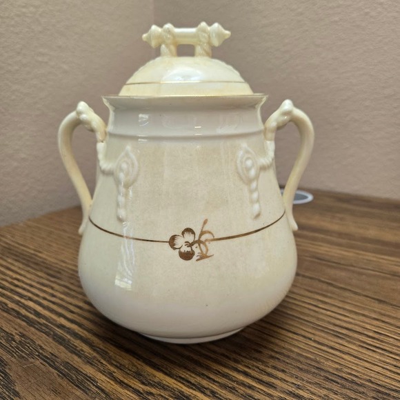Late 1800 Sampson Bridgwood & Son Large 2-Handled Sugar‎ Bowl SEE DESC - Picture 1 of 15